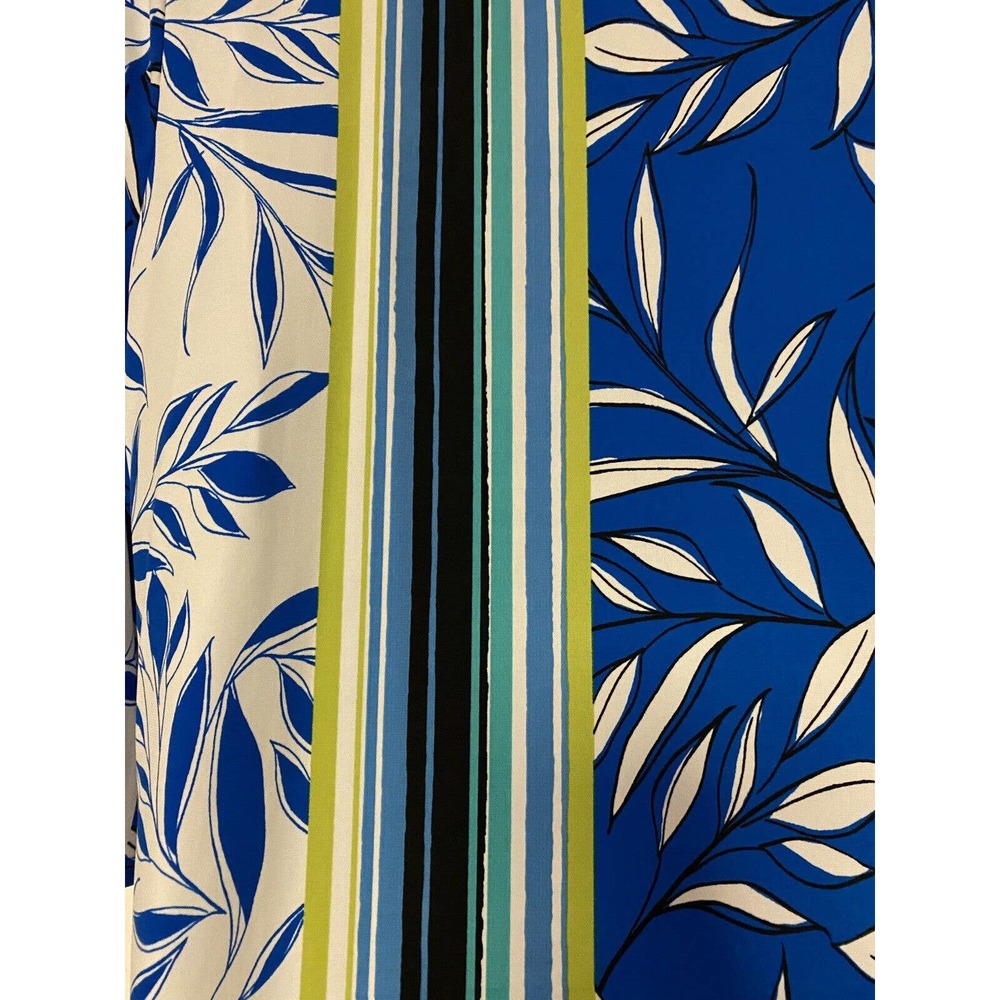 SOLD!  Mixed Leaf Print Calf Length Tunic size 2X Monroe & Main Blue White Top - Picture 7 of 9